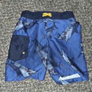 Cat & Jack Blue Shark Print Swim Trunks